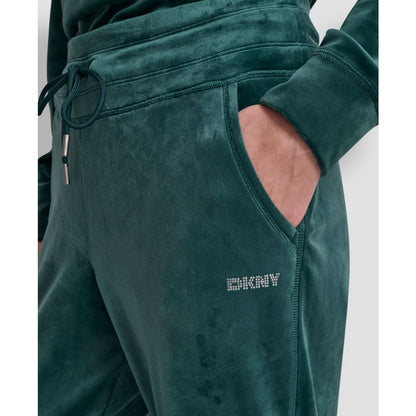Dkny Women's Platinum Velour Rhinestone Logo Slim Fit Joggers