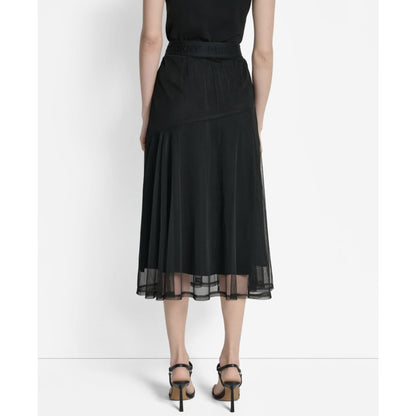 Dkny Women's Layered Mesh Logo-Tape Midi Skirt