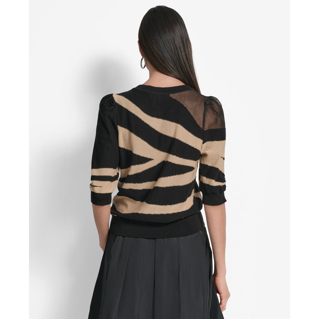 Dkny Women's Zebra-Print 3/4-Sleeve Sweater