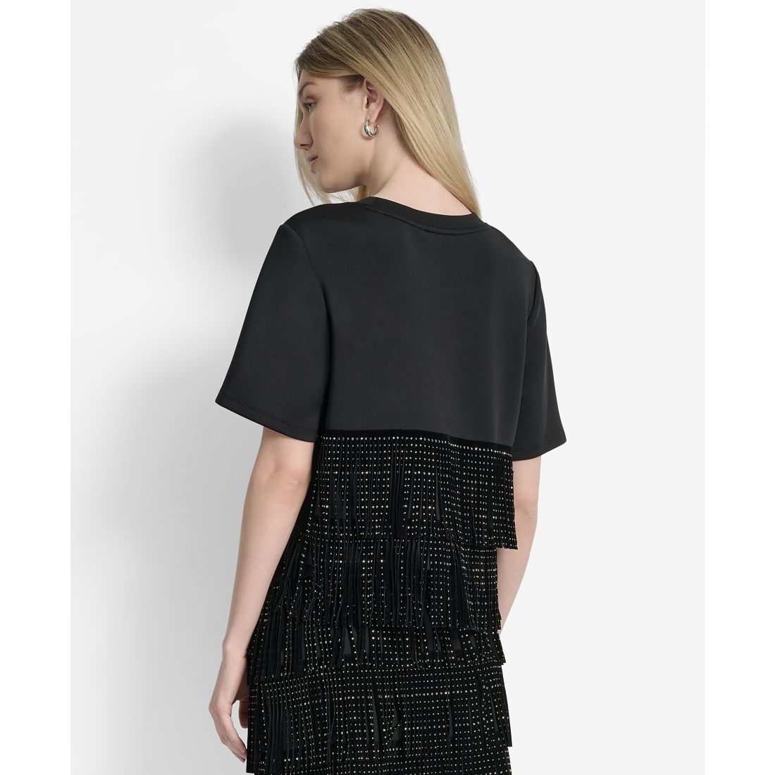 Dkny Women's Studded-Fringe Crewneck T-Shirt