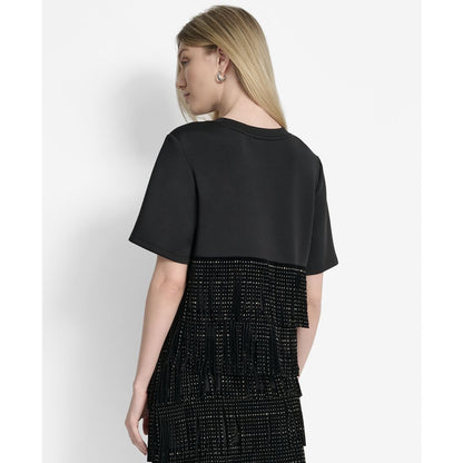 Dkny Women's Studded-Fringe Crewneck T-Shirt