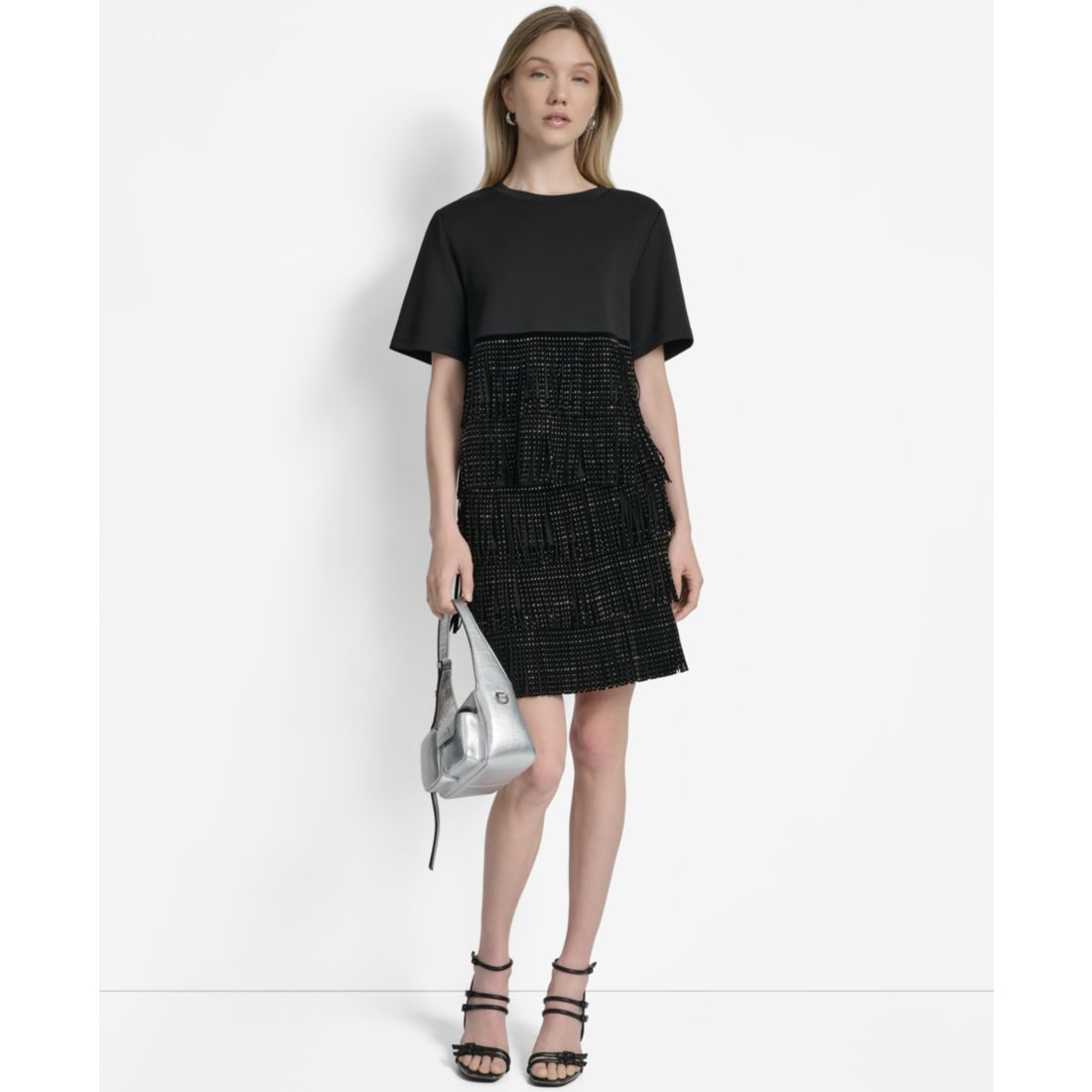 Dkny Women's Studded-Fringe Crewneck T-Shirt