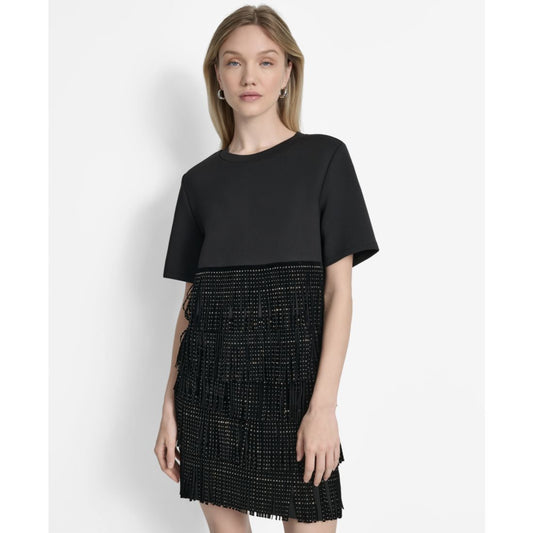Dkny Women's Studded-Fringe Crewneck T-Shirt