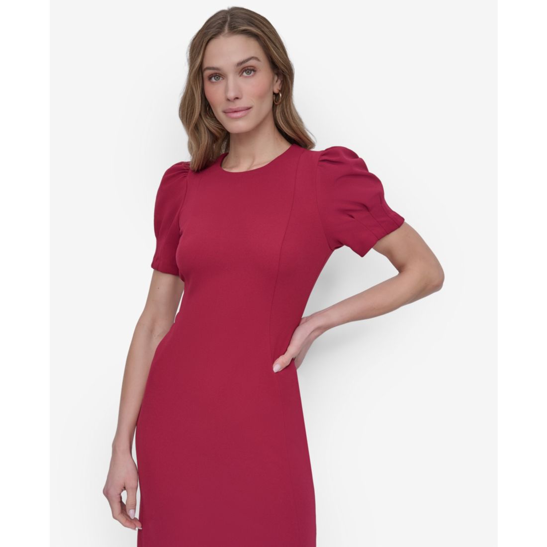 Dkny Women's Puff-sleeve Sheath Knee-length Dress
