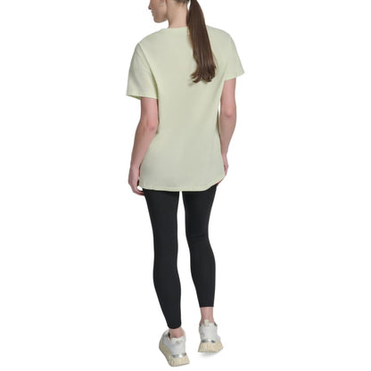 Dkny Sports Women's Rhinestone-Logo Drop-Shoulder T-Shirt - Iced Pear/ Silver