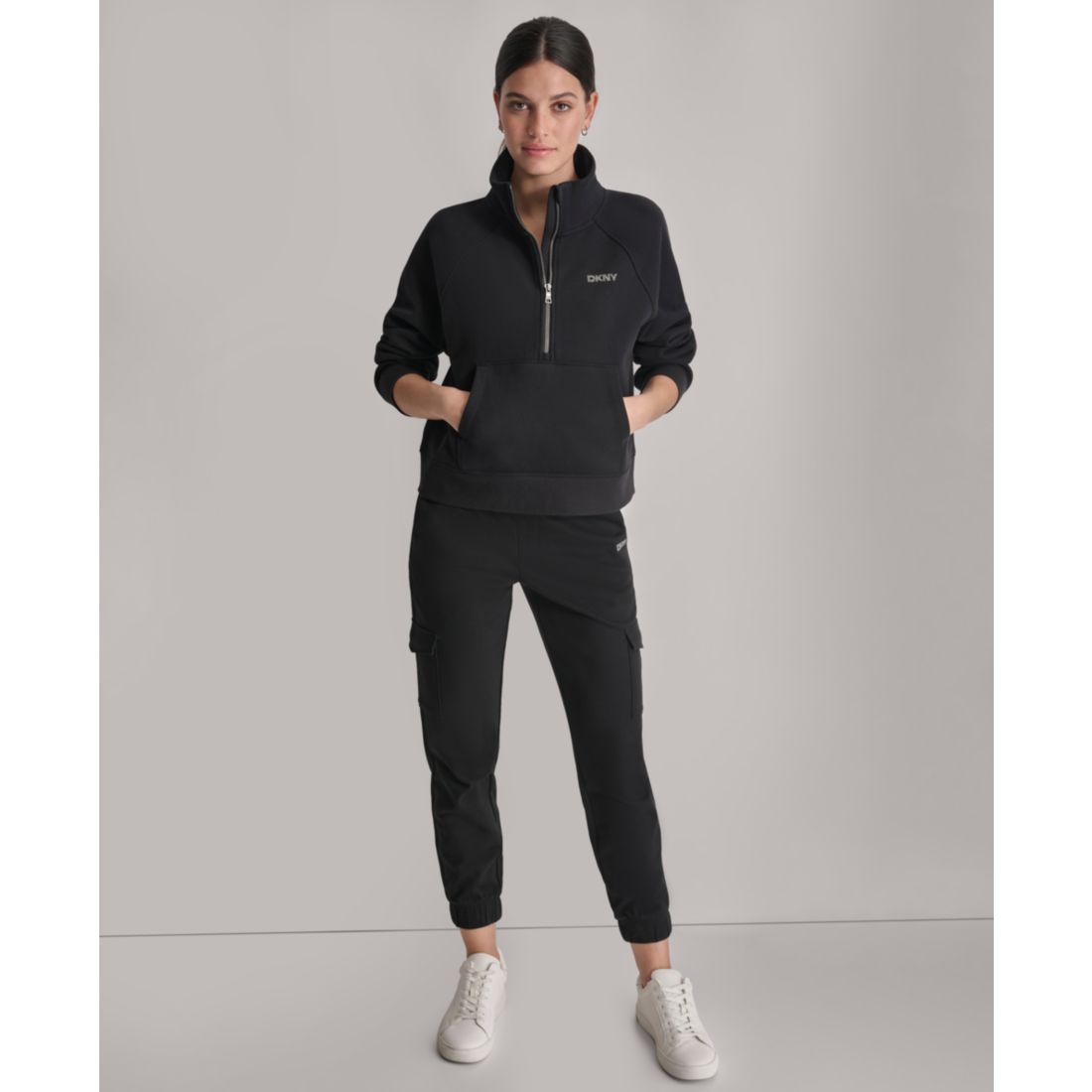 Dkny Sport Women's Studded-Logo Half-Zip Sweatshirt