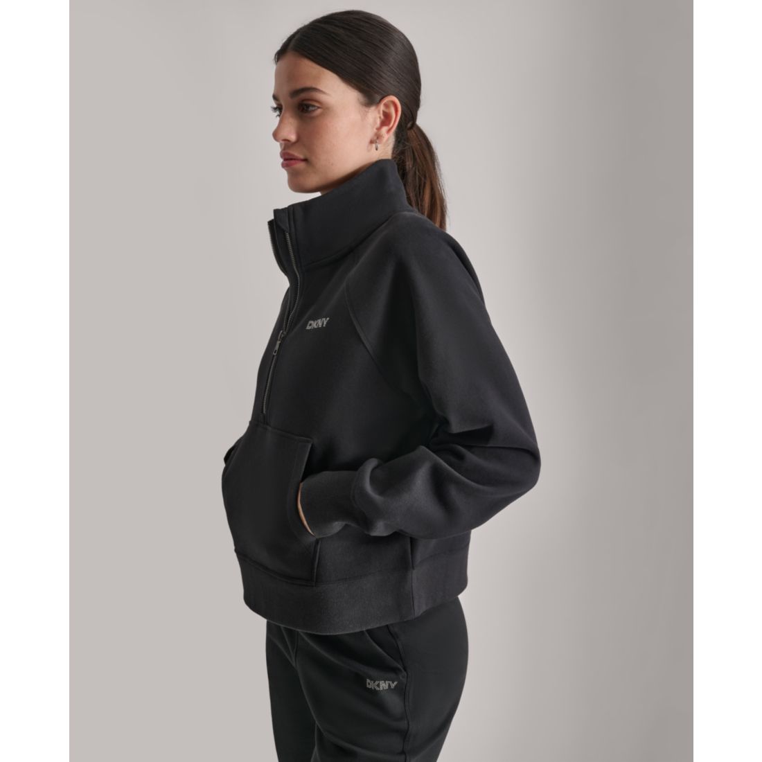 Dkny Sport Women's Studded-Logo Half-Zip Sweatshirt