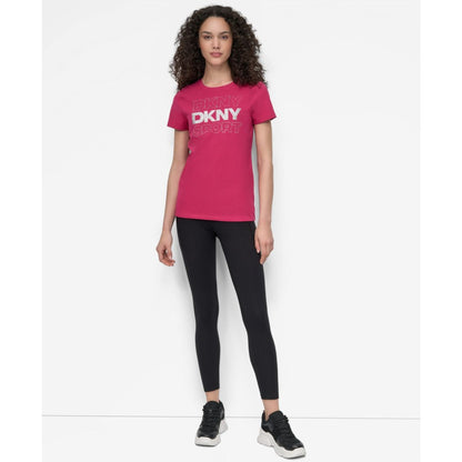 Dkny Women's Sport Glitter Logo Crew Neck T-shirt