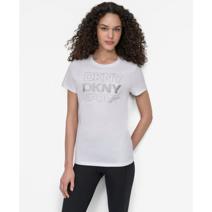 Dkny Women's Sport Glitter Logo Crew Neck T-shirt