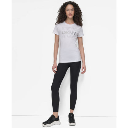 Dkny Women's Sport Glitter Logo Crew Neck T-shirt