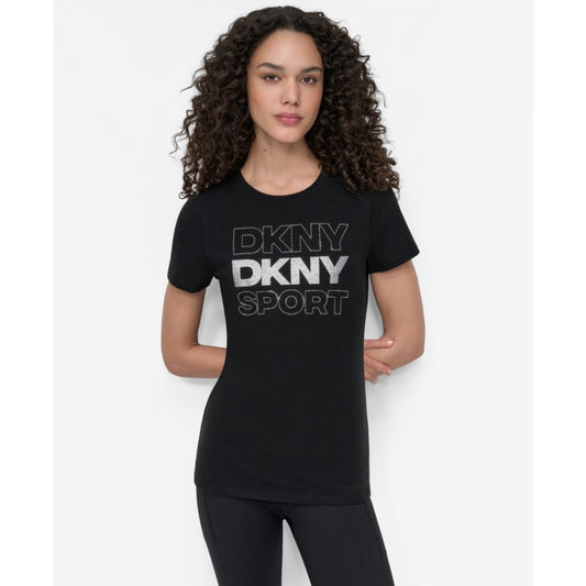 Dkny Women's Sport Glitter Logo Crew Neck T-shirt