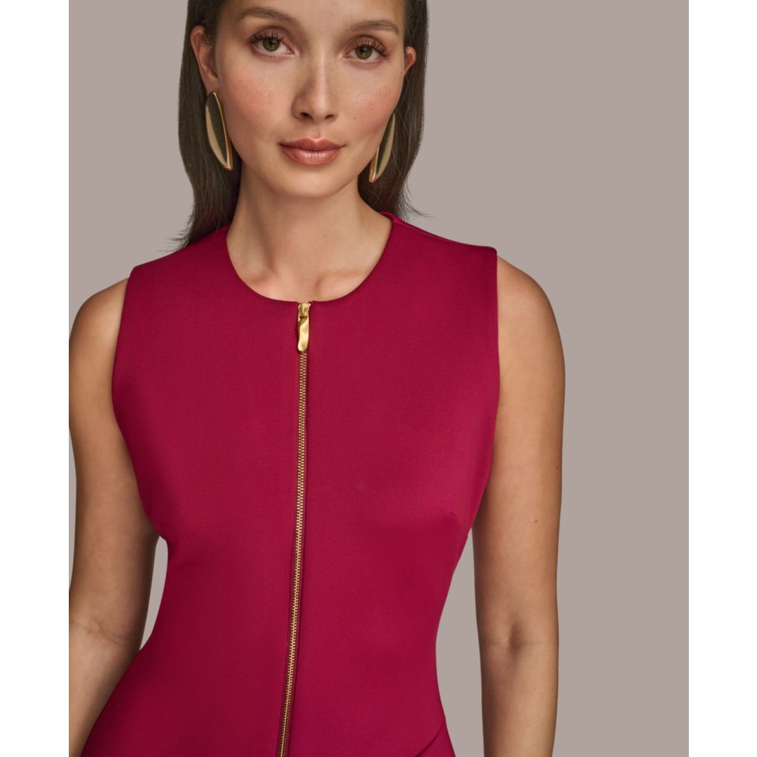 Donna Karan New York Women's Scuba Front-Zip Sheath Dress