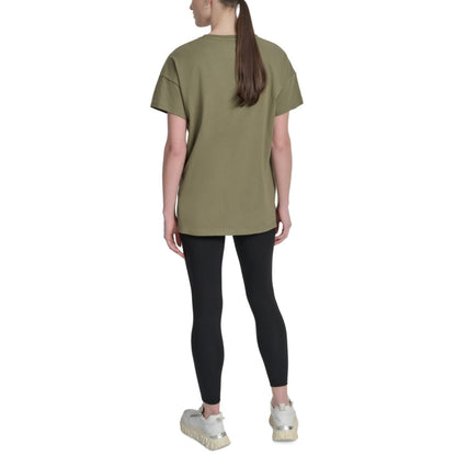 Dkny Sports Women's Rhinestone-Logo Drop-Shoulder T-Shirt - Iced Pear/ Silver