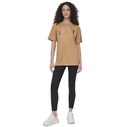 Dkny Sport Women's Varsity Satin Logo Oversized Cotton T-Shirt