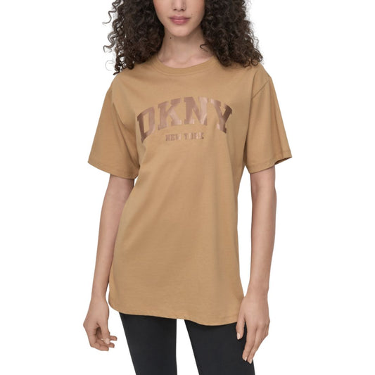 Dkny Sport Women's Varsity Satin Logo Oversized Cotton T-Shirt