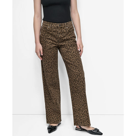 Dkny Jeans Women's Animal Print Mid-Rise Relaxed Straight-Leg Cotton Jeans
