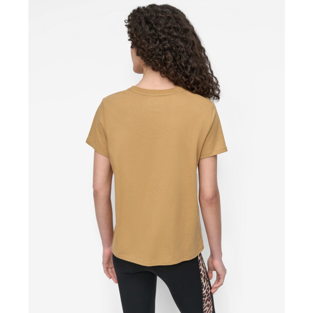 Dkny Women's Stacked Animal Print Crew Neck T-shirt - Black/ Black Whiskey