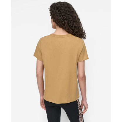 Dkny Women's Stacked Animal Print Crew Neck T-shirt - Black/ Black Whiskey