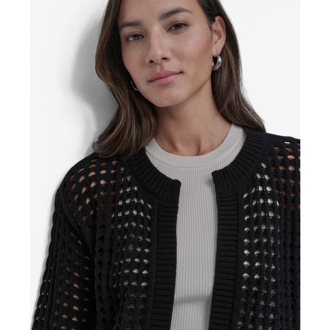 Dkny Jeans Petite Open-Stitch Cardigan