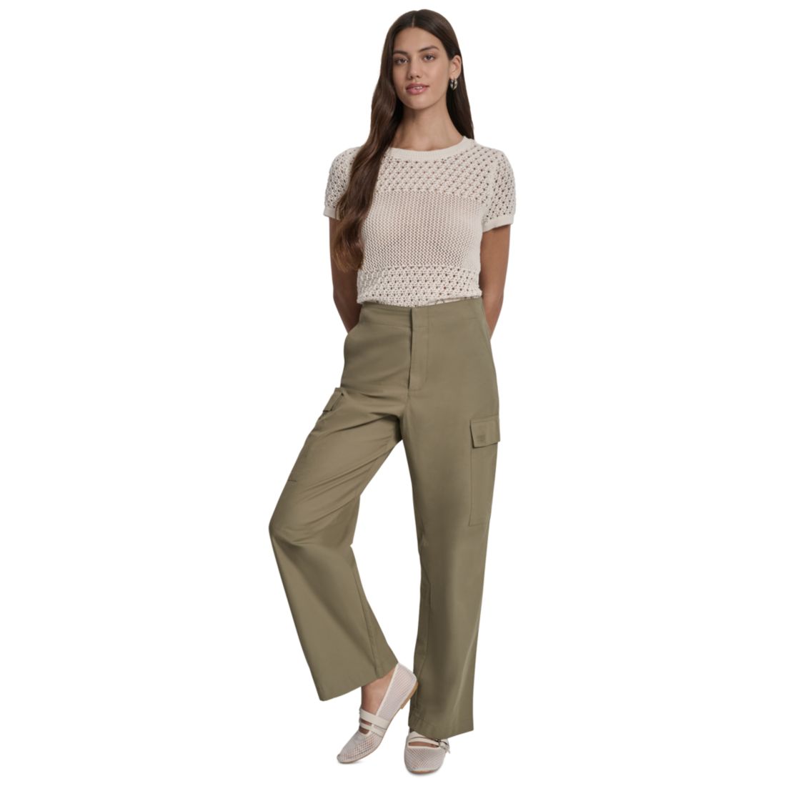 Dkny Jeans Women's High Rise Straight Leg Cargo Pants