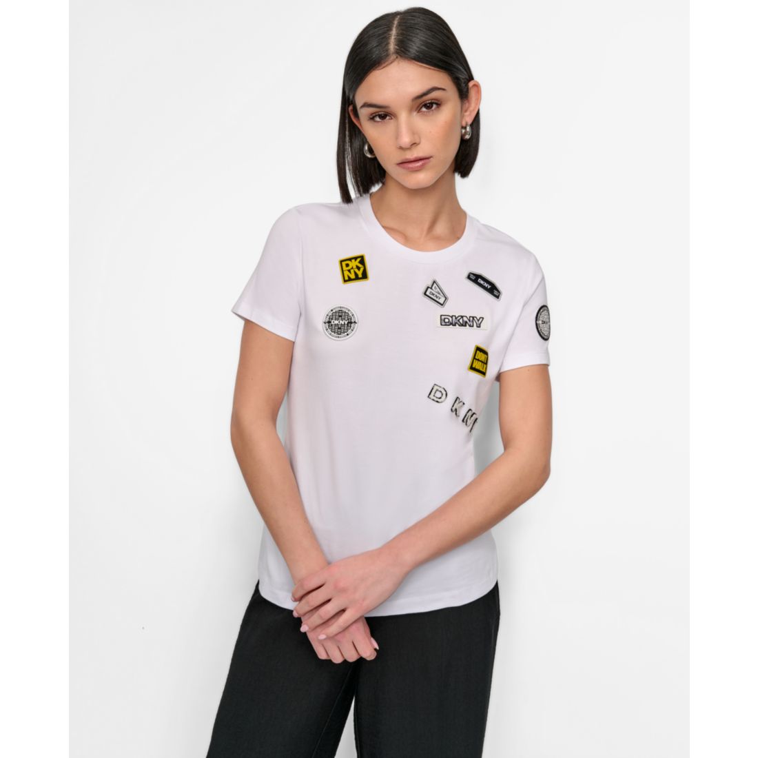 Dkny Women's Pins And Patches Crewneck T-Shirt