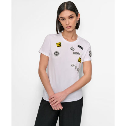 Dkny Women's Pins And Patches Crewneck T-Shirt