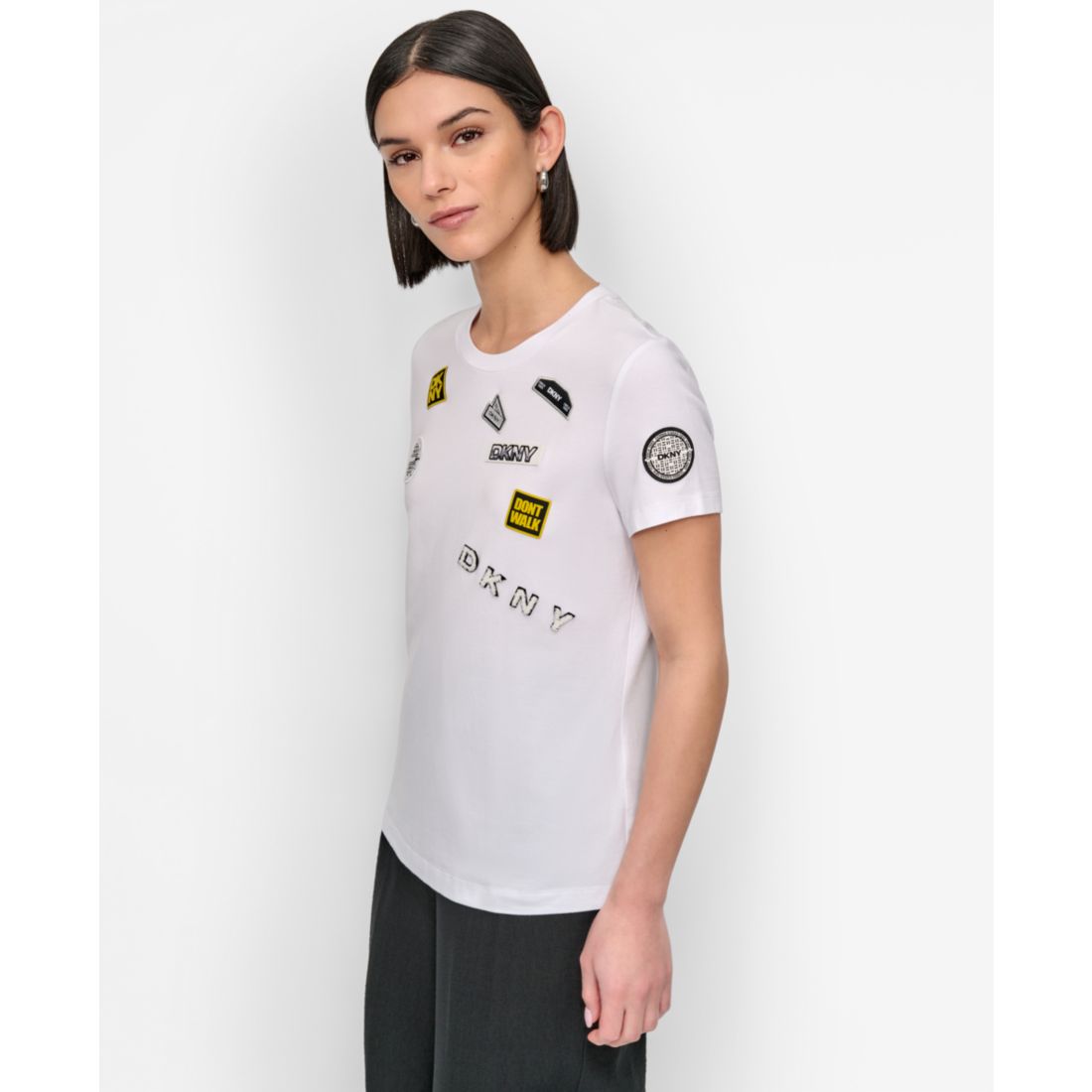Dkny Women's Pins And Patches Crewneck T-Shirt