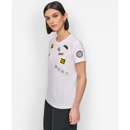 Dkny Women's Pins And Patches Crewneck T-Shirt
