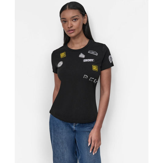 Dkny Women's Pins And Patches Crewneck T-Shirt