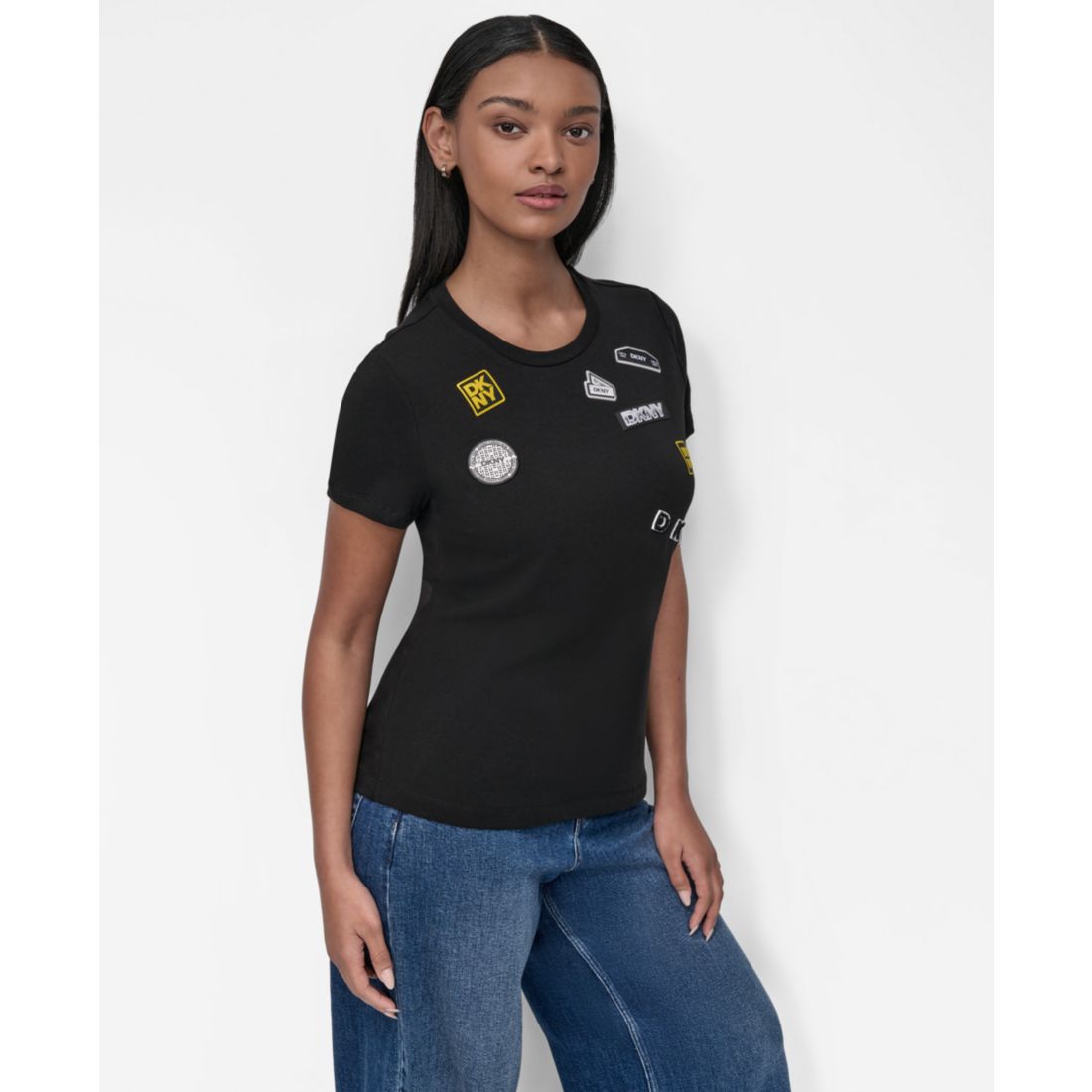Dkny Women's Pins And Patches Crewneck T-Shirt