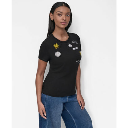 Dkny Women's Pins And Patches Crewneck T-Shirt