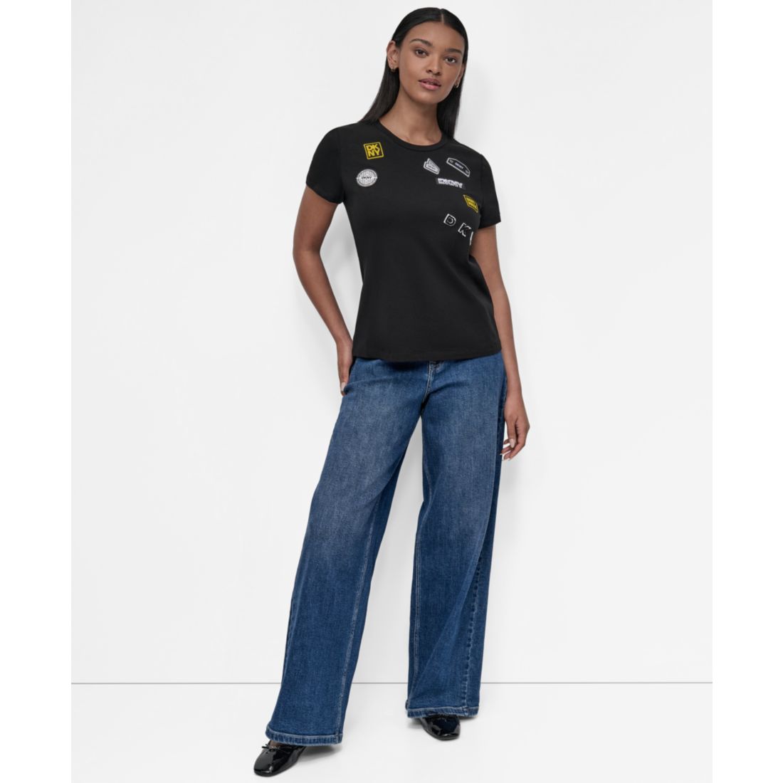 Dkny Women's Pins And Patches Crewneck T-Shirt
