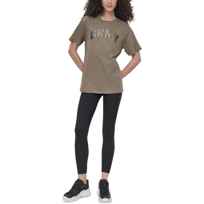 Dkny Sport Women's Varsity Satin Logo Oversized Cotton T-Shirt