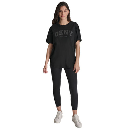 Dkny Sport Women's Varsity Satin Logo Oversized Cotton T-Shirt