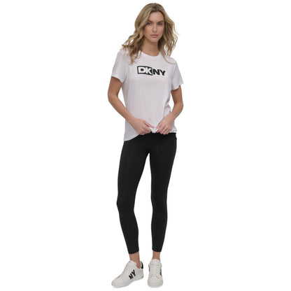 Dkny Sport Women's Colorblocked-Logo Crewneck T-Shirt - Azalea/ Black
