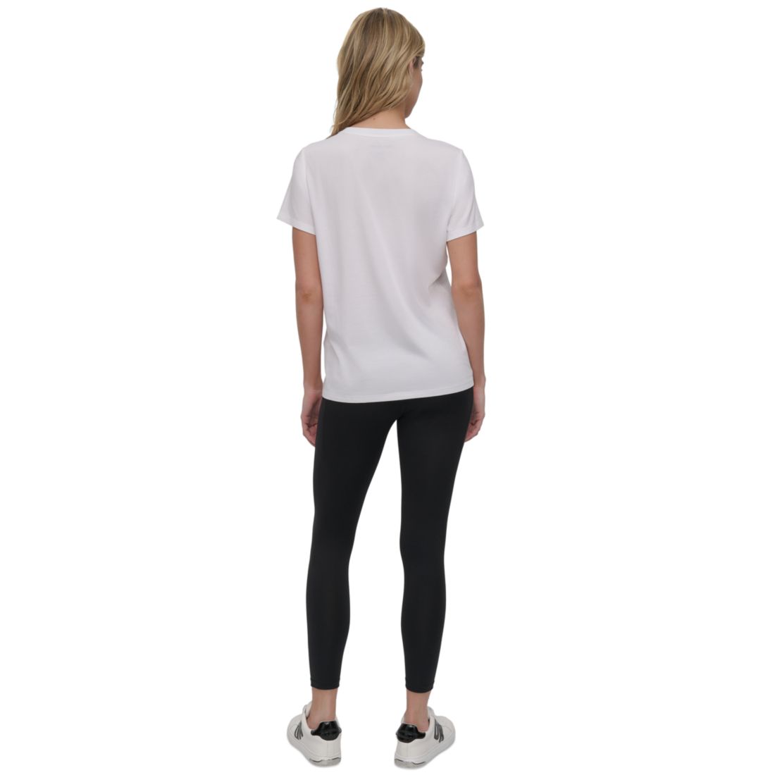 Dkny Sport Women's Colorblocked-Logo Crewneck T-Shirt - Azalea/ Black