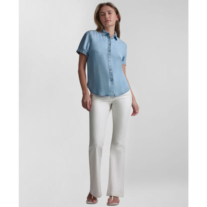 Dkny Jeans Petite Rolled Short-Sleeve Button-Up Shirt