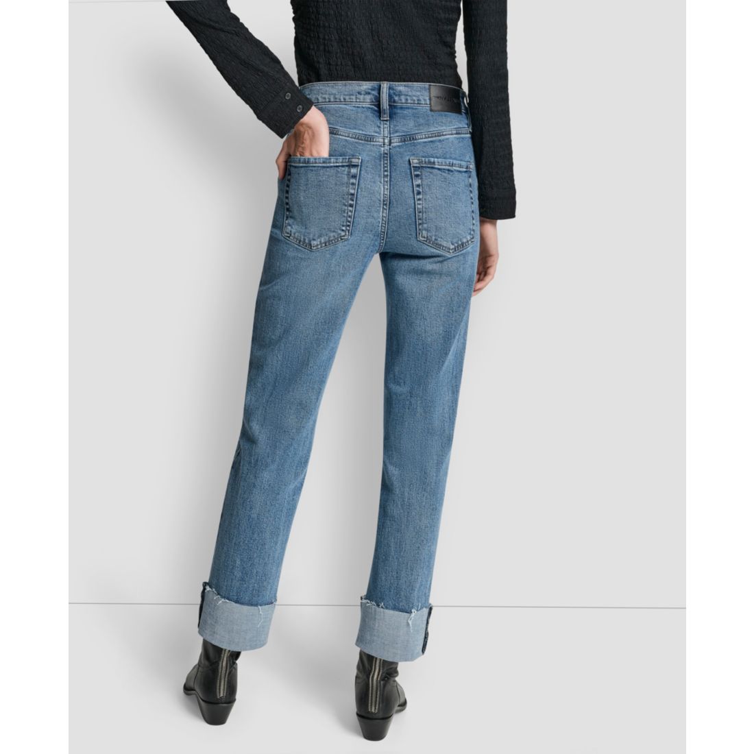 Dkny Jeans Women's High-Rise Classic Cuffed Straight-Leg Jeans