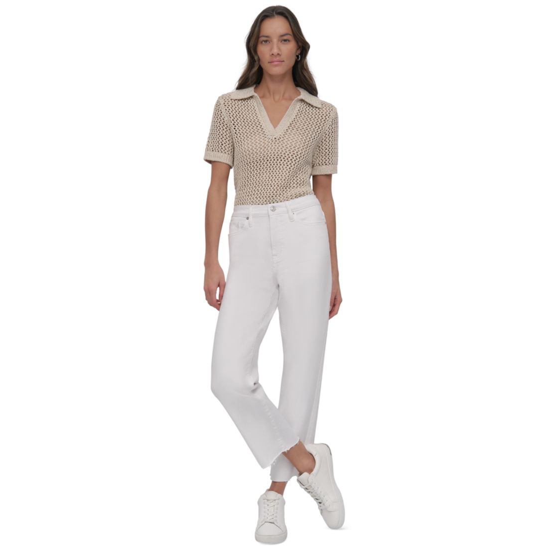 Dkny Jeans Women's High-Rise Classic Straight-Leg Raw-Hem Jeans