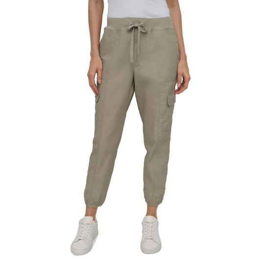 Dkny Sport Women's Cotton Ribbed-Waist Jogger Cargo Pants