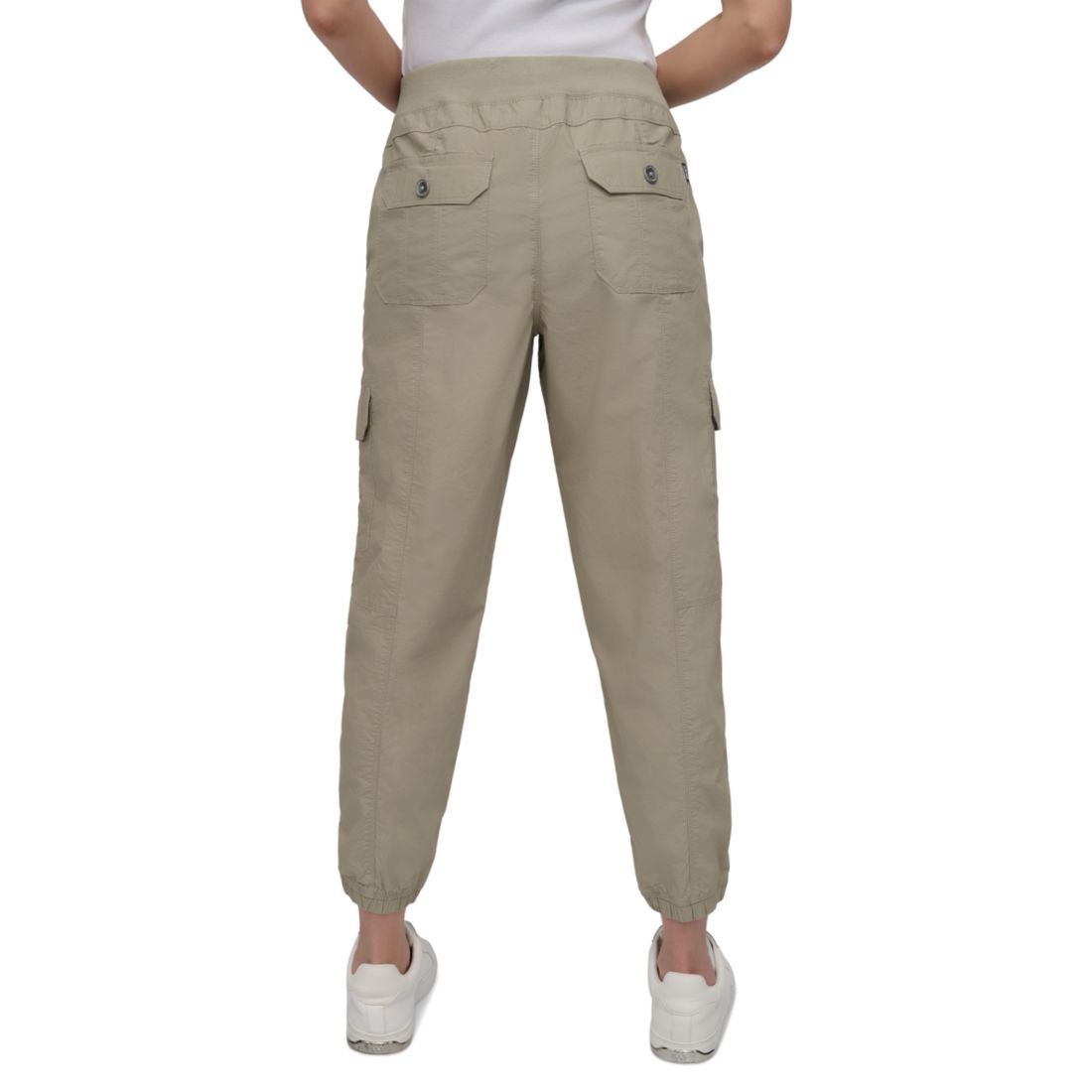Dkny Sport Women's Cotton Ribbed-Waist Jogger Cargo Pants