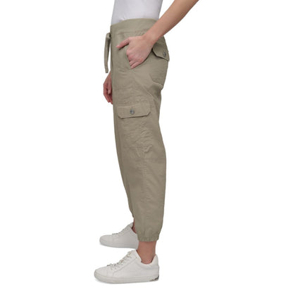 Dkny Sport Women's Cotton Ribbed-Waist Jogger Cargo Pants