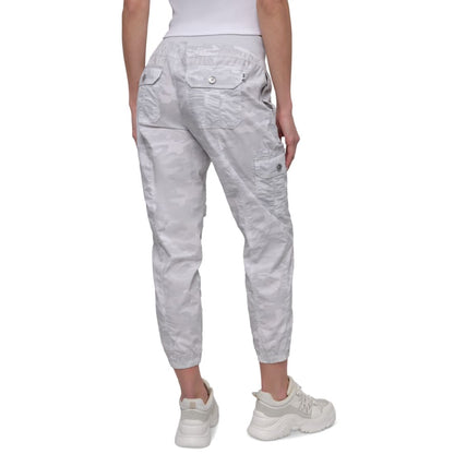 Dkny Sport Women's Cotton Ribbed-Waist Jogger Cargo Pants