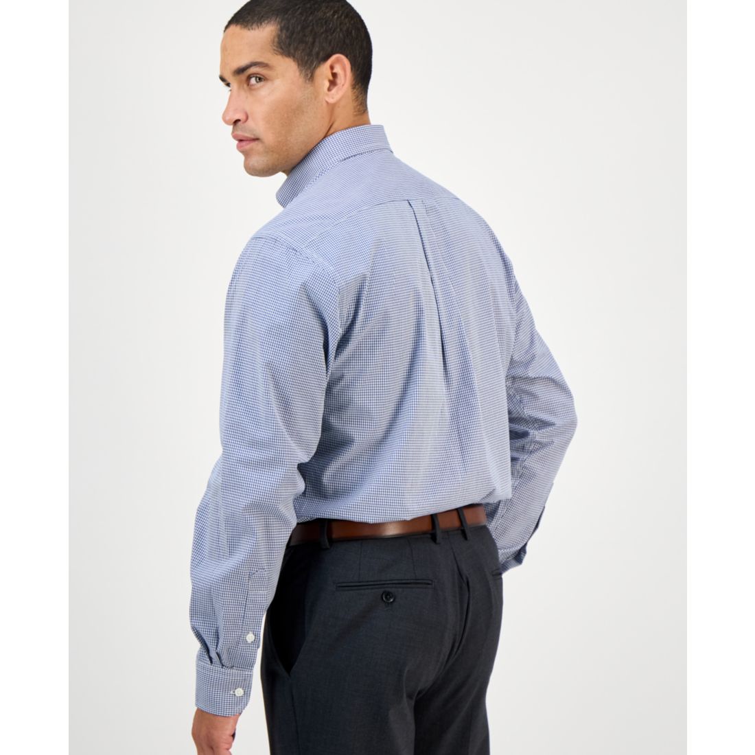 Club Room Men's Regular Fit Mini Gingham Dress Shirt, Created for Macy's