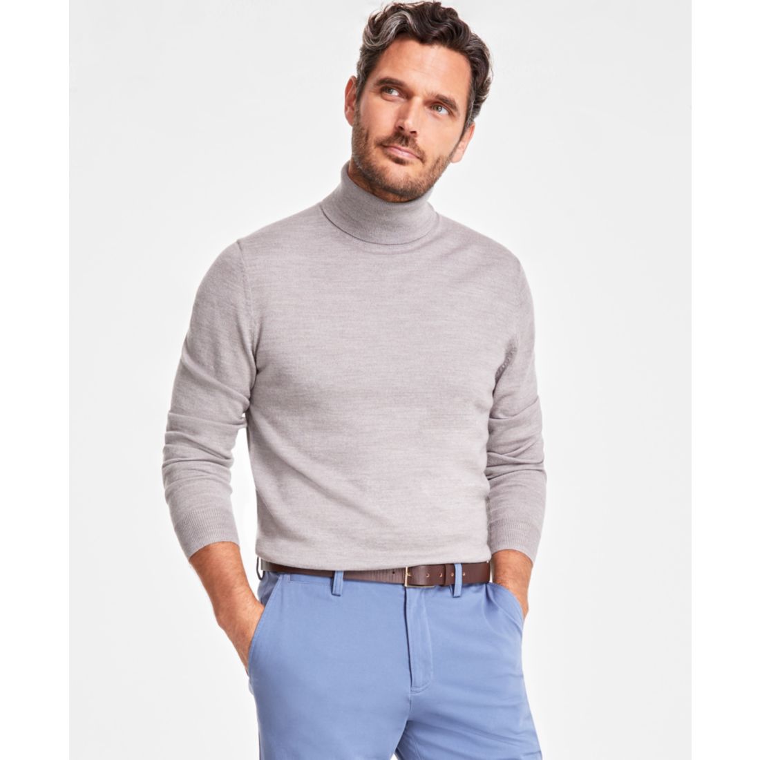 Club Room Men's Merino Wool Blend Turtleneck Sweater, Created for Macy's