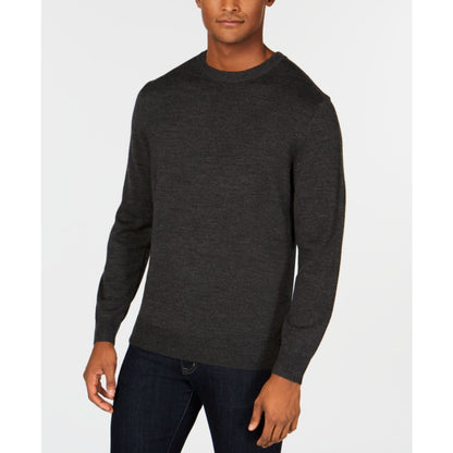 Club Room Men's Solid Crew Neck Merino Wool Blend Sweater, Created for Macy's