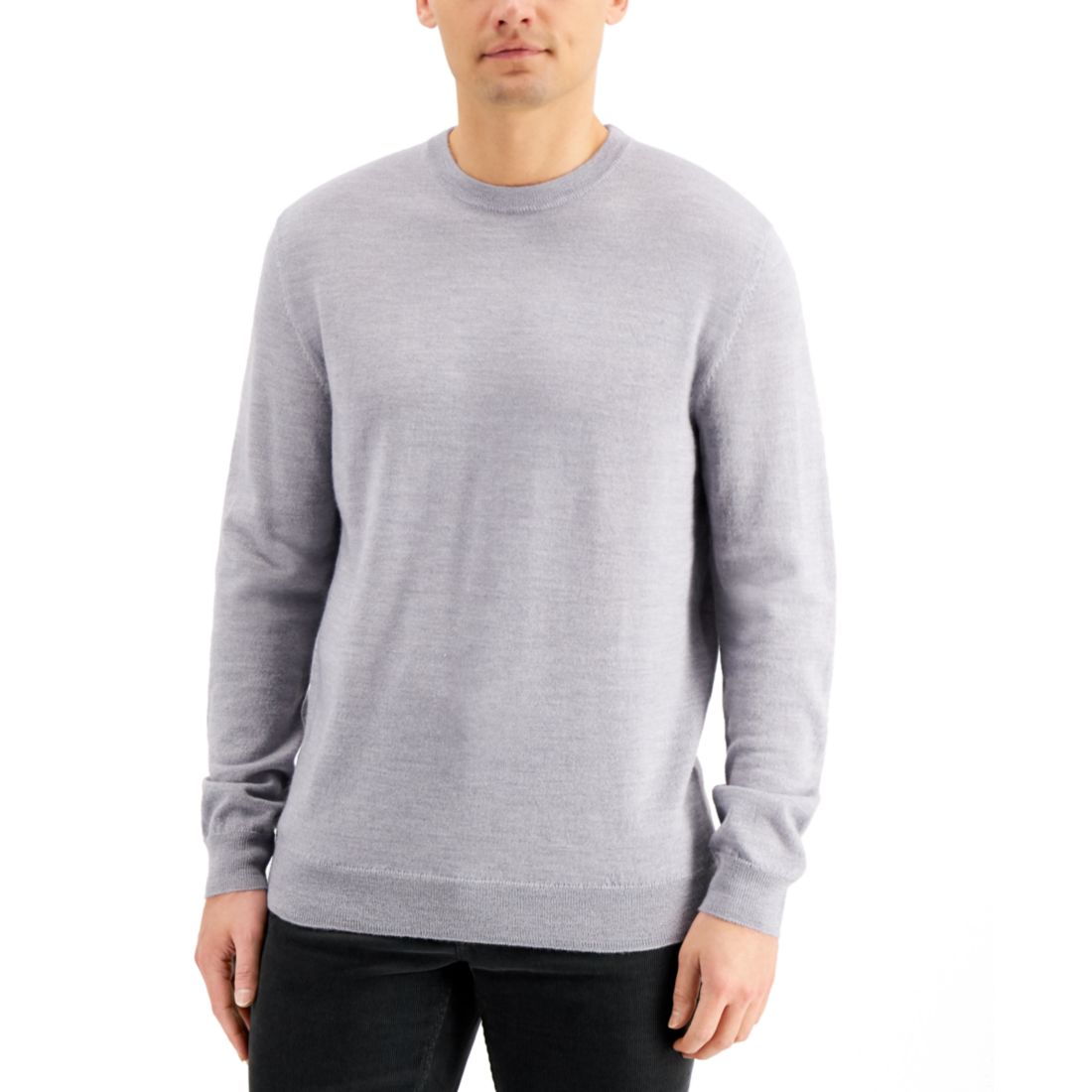 Club Room Men's Solid Crew Neck Merino Wool Blend Sweater, Created for Macy's