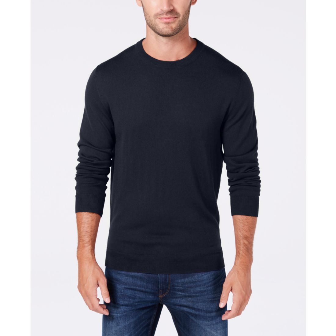 Club Room Men's Solid Crew Neck Merino Wool Blend Sweater, Created for Macy's