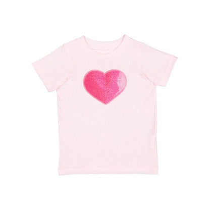Sweet Wink Toddler Girls Heart Sequin Patch Short Sleeve T-Shirt