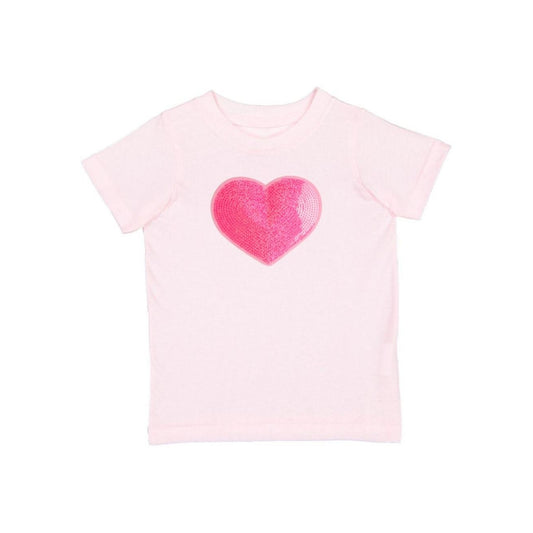 Sweet Wink Toddler Girls Heart Sequin Patch Short Sleeve T-Shirt